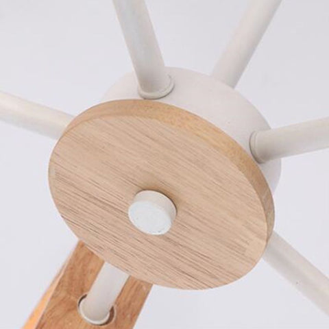 Geometric Wood Chandelier with Multiple Light Arms — product view
