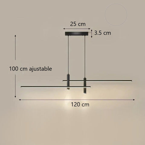 Linear LED Pendant Light with Spotlights for Kitchens and Dining Tables