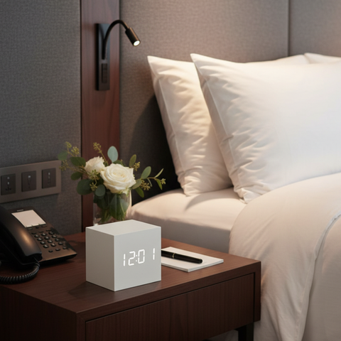 Digital Alarm Clock with Cube Design and Adjustable LED Display