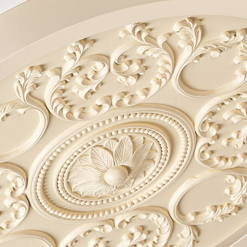 Carved Floral LED Ceiling Light with Resin Relief Detail for Bedrooms