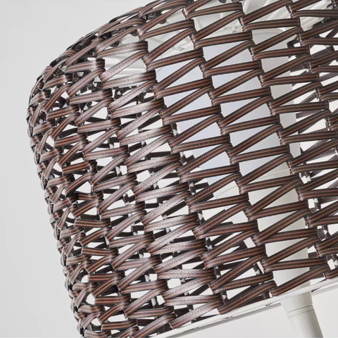 Floor Lamp with Woven Rattan Shade and Solar Outdoor Lighting