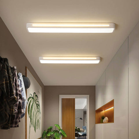 Long LED Flush Mount Ceiling Light with Rounded Frame for Interiors