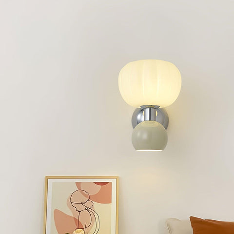 Wall Light with Glass Globe and Rounded Two-Tone Accent