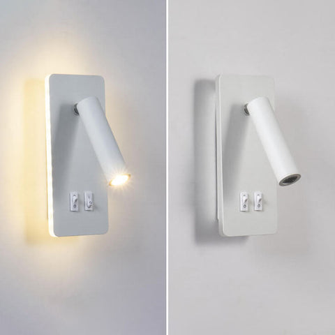 Rotatable LED Reading Wall Sconce with Square Backplate and Spotlight