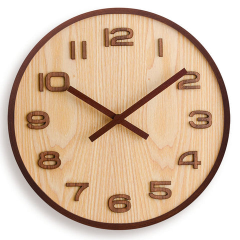 Silent Walnut Wood Wall Clock for Bedrooms, Offices, and Living Rooms