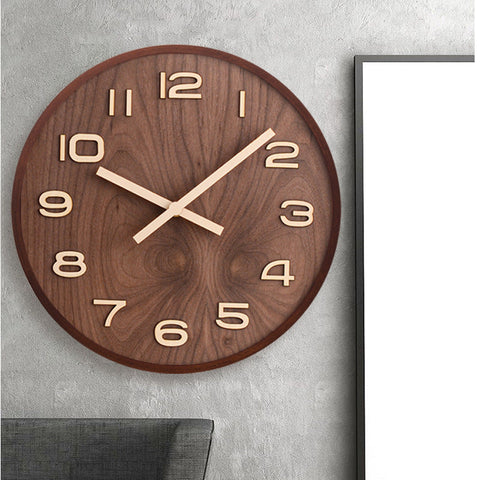 Silent Walnut Wood Wall Clock for Bedrooms, Offices, and Living Rooms