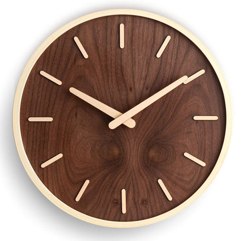 Silent Walnut Wood Wall Clock for Bedrooms, Offices, and Living Rooms