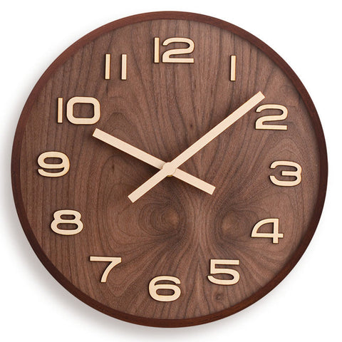 Silent Walnut Wood Wall Clock for Bedrooms, Offices, and Living Rooms