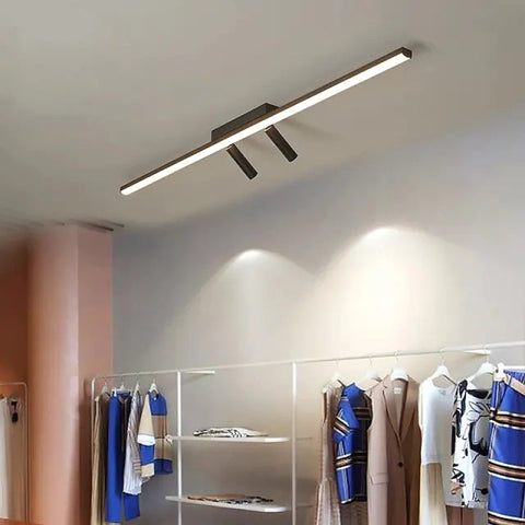 Linear LED Ceiling Light with Adjustable Spotlights for Living Rooms