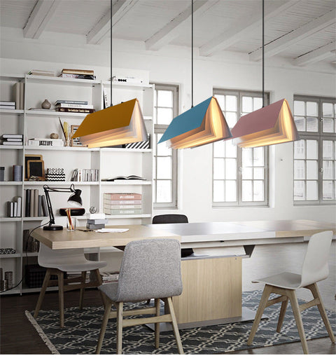 Pendant Light with Folded Book-Shaped Shade