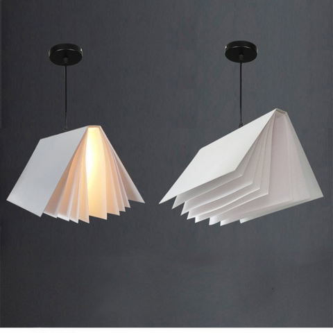 Pendant Light with Folded Book-Shaped Shade