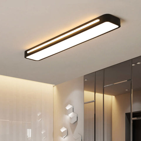 Long LED Flush Mount Ceiling Light with Rounded Frame for Interiors