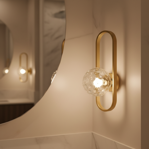 Wall Sconce with Oval Metal Frame and Glass Globe Shade