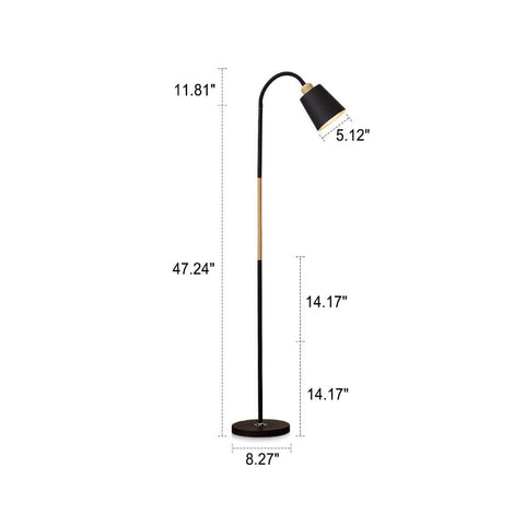 Minimalist Floor Lamp with Curved Neck and E27 Socket