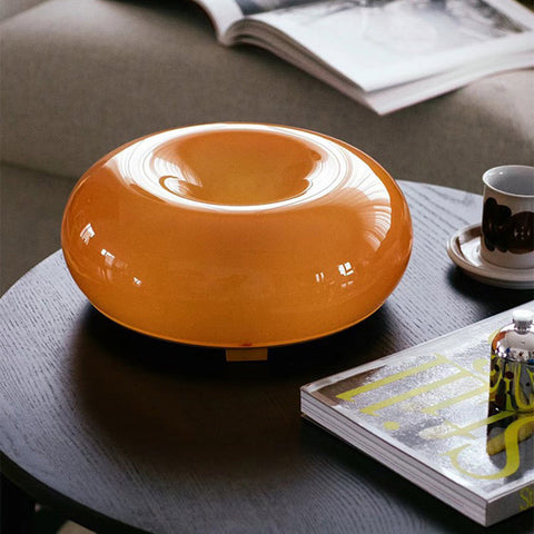 Glass Donut Table Lamp with Integrated LED Light
