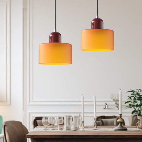 Retro Glass Pendant Light with Adjustable Cord for Ambient Lighting