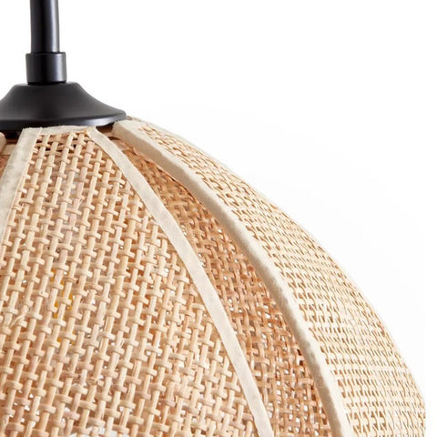 Retro Rattan Wall Light with Metal Frame for Bedroom