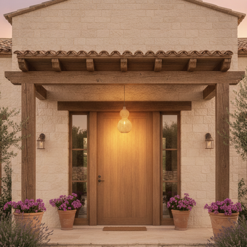 Outdoor Pendant Light with Woven Synthetic Vine Shade