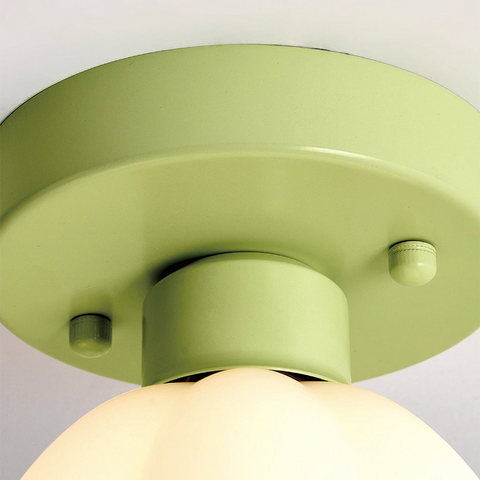 Glass Pumpkin Ceiling Light with Scalloped Shade