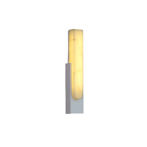 Modern Alabaster LED Wall Lamp with Gold Metal Frame, Minimalist Hardwired Sconce for Bedroom and Hallway