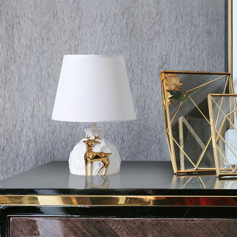 Decorative Deer Table Lamp with Fabric Shade
