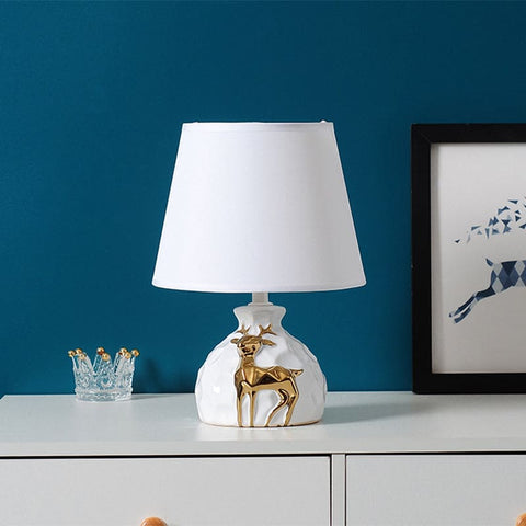 Decorative Deer Table Lamp with Fabric Shade