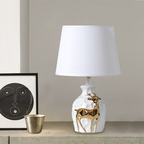 Decorative Deer Table Lamp with Fabric Shade