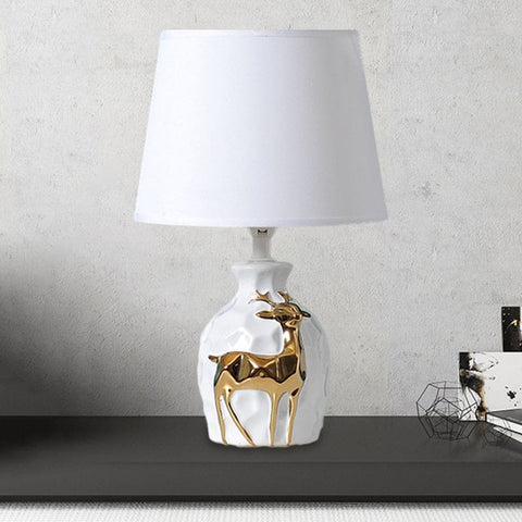 Decorative Deer Table Lamp with Fabric Shade