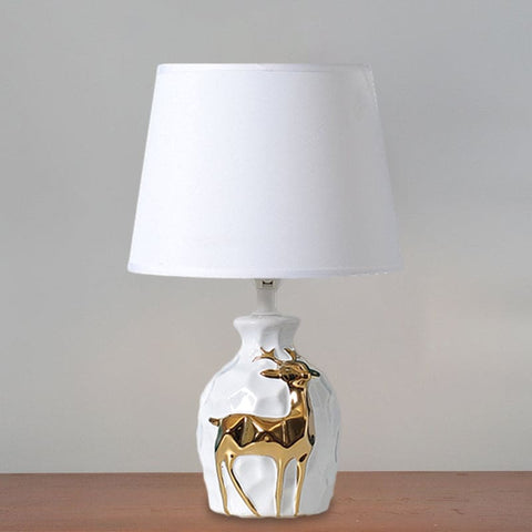 Decorative Deer Table Lamp with Fabric Shade