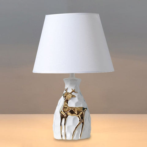 Decorative Deer Table Lamp with Fabric Shade