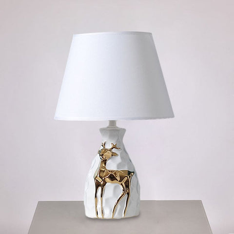 Decorative Deer Table Lamp with Fabric Shade