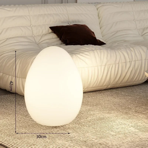 Floor Lamp with Sculptural Egg Shape and Three LED Light Colors
