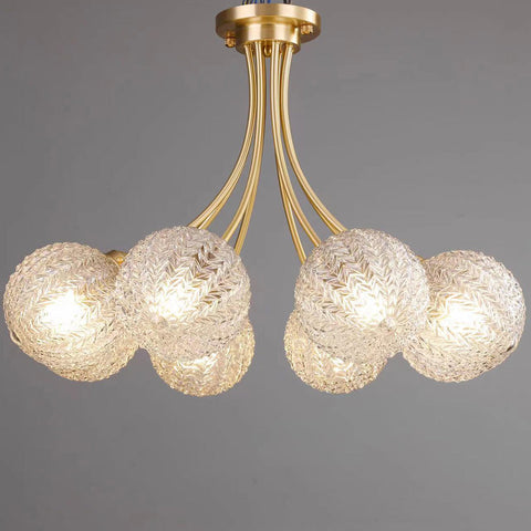 Metal Chandelier with Textured Glass Globes