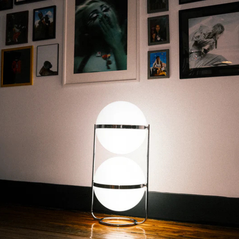 Floor Lamp with Globe Shade and Open Metal Frame
