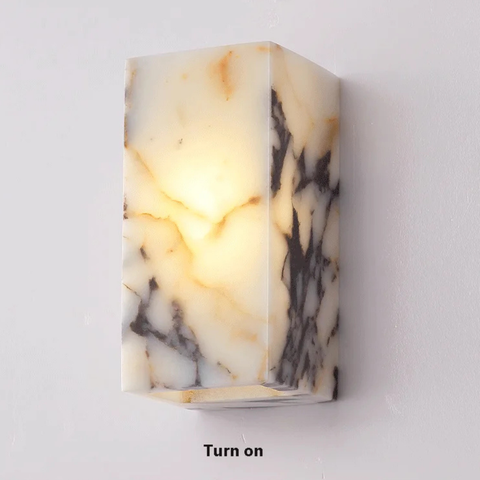 Wall Sconce with Veined Stone Body and Warm Up-and-Down Light