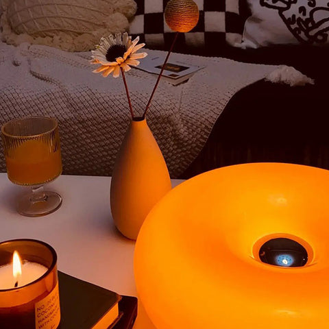Glass Donut Table Lamp with Integrated LED Light