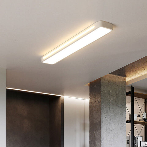 Long LED Flush Mount Ceiling Light with Rounded Frame for Interiors