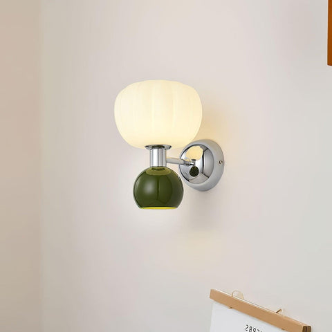 Wall Light with Glass Globe and Rounded Two-Tone Accent