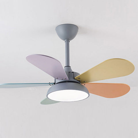 Ceiling Fan with Wood Blades and Integrated LED Light