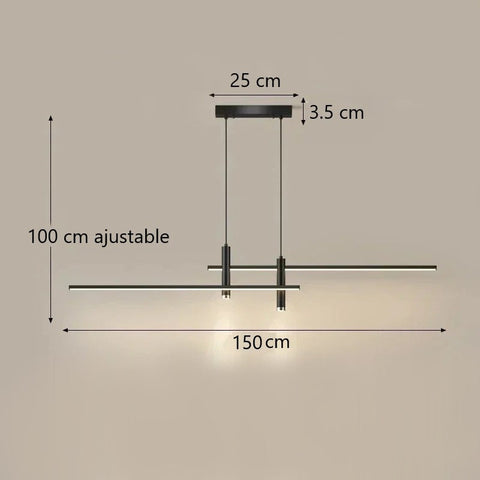 Linear LED Pendant Light with Spotlights for Kitchens and Dining Tables