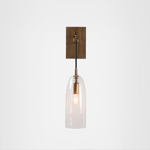 Wall Light with Copper Finish and Suspended Glass Shade