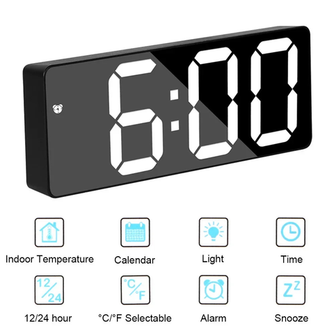 Digital Alarm Clock with LED Time and Temperature Display