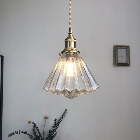 Diamond Glass Pendant Light with Metal Fitting