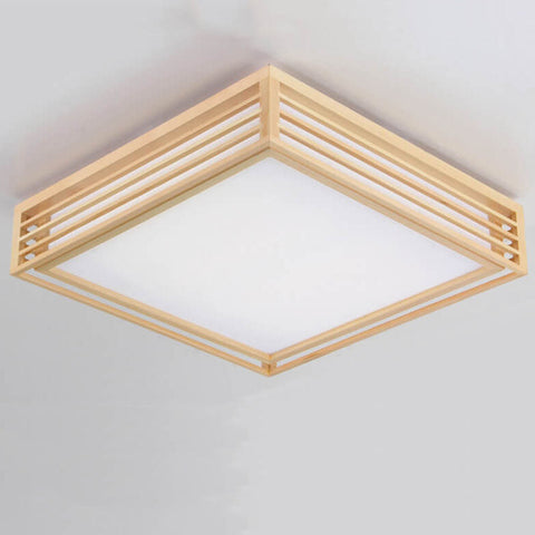 Wood Tatami LED Ceiling Light with Square Japanese Design
