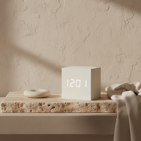 Digital Alarm Clock with Cube Design and Adjustable LED Display