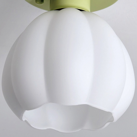 Glass Pumpkin Ceiling Light with Scalloped Shade