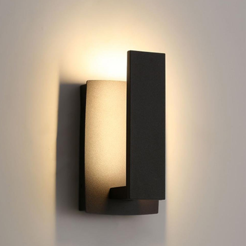 Outdoor Wall Sconce with Offset Metal Panel and LED Backlight
