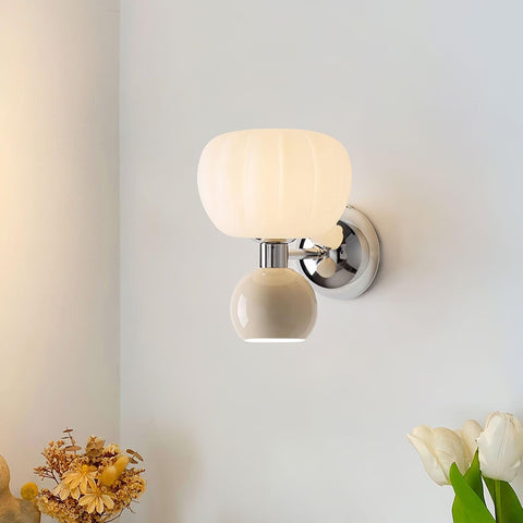 Wall Light with Glass Globe and Rounded Two-Tone Accent