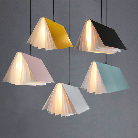 Pendant Light with Folded Book-Shaped Shade