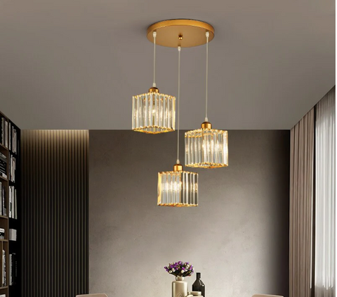Ribbed Glass Cluster Pendant Light for Dining Tables and Kitchens
